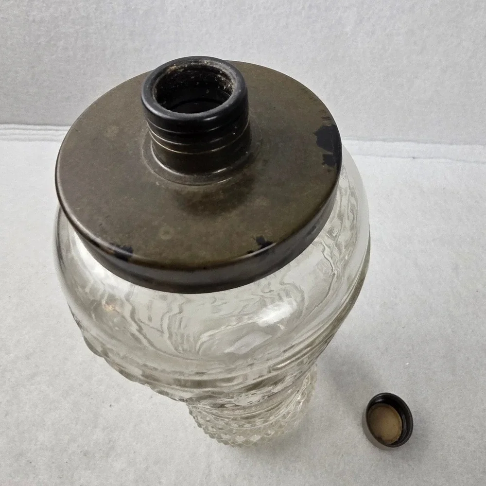 Vintage Jim Beam Bonded Beam Embossed Glass Liquor Pour Bottle w/ Metal Spout